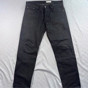 Gustin Jeans Mens 36x26 Black Straight Fit Raw Selvage Denim USA Button Fly